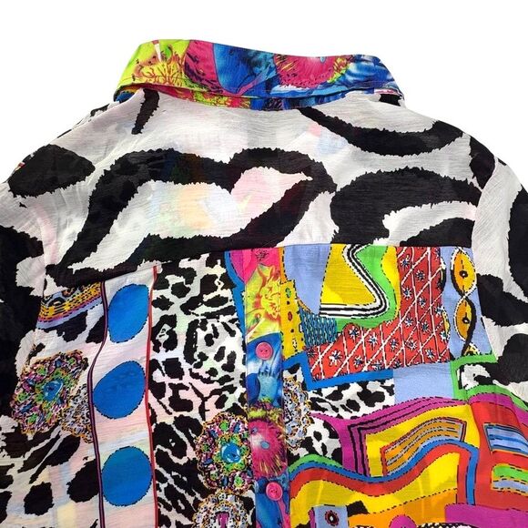 Dopamine Maximalist Abstract Artsy Tunic Color Cotton Pleats Collection Pings XL - Picture 9 of 16